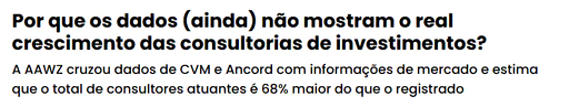 Por que os dados ainda não mostram o real crescimento das consultorias de investimentos