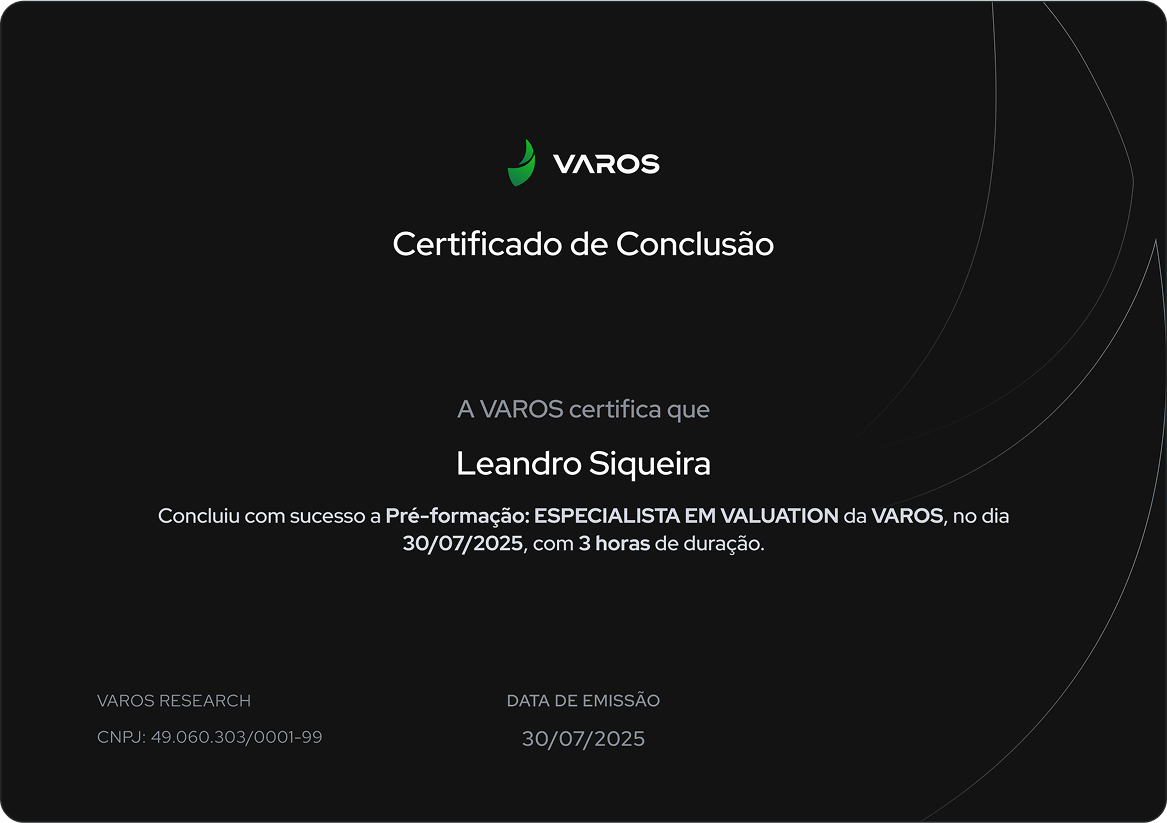 Certificado de conclusão do curso